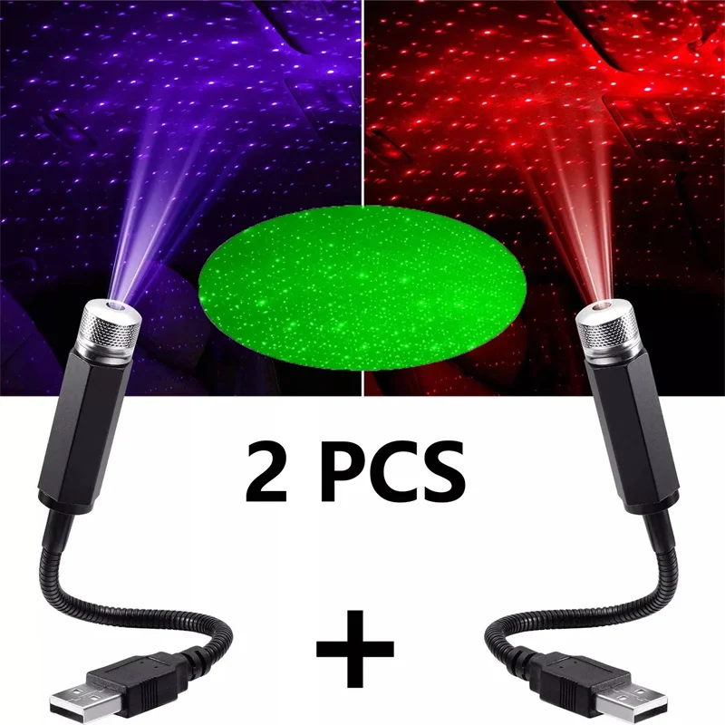 Embroidery Effect - ไฟโปรเจคเตอร์ดาว LED สำหรับรถยนต์ ขนาดเล็ก ใช้พลังงาน USB