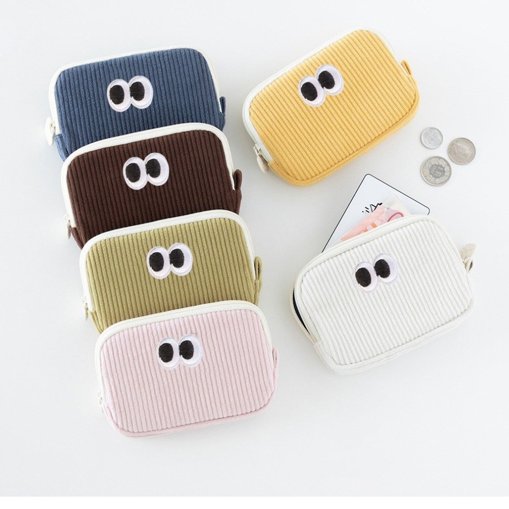 Embroidery Wallet - กระเป๋าใส่เหรียญปักลายแบบพกพา กระเป๋าใส่บัตรหลายชั้นผ้าลูกฟูกพร้อมซิป กระเป๋าเก็บของอเนกประสงค์ ใช้งานได้หลากหลาย