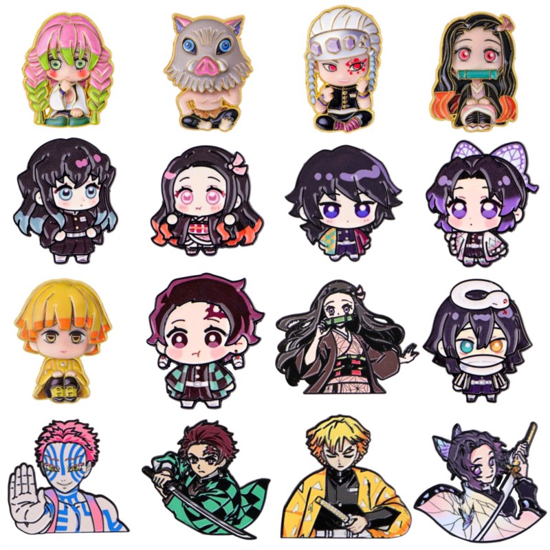 Embroidery Textile - เข็มกลัดเคลือบลายการ์ตูนคิมิโนะเวอร์ชันน่ารัก ตัวการ์ตูนอนิเมะ สำหรับตกแต่งปกเสื้อ กระเป๋าเป้ หมวก เสื้อผ้า