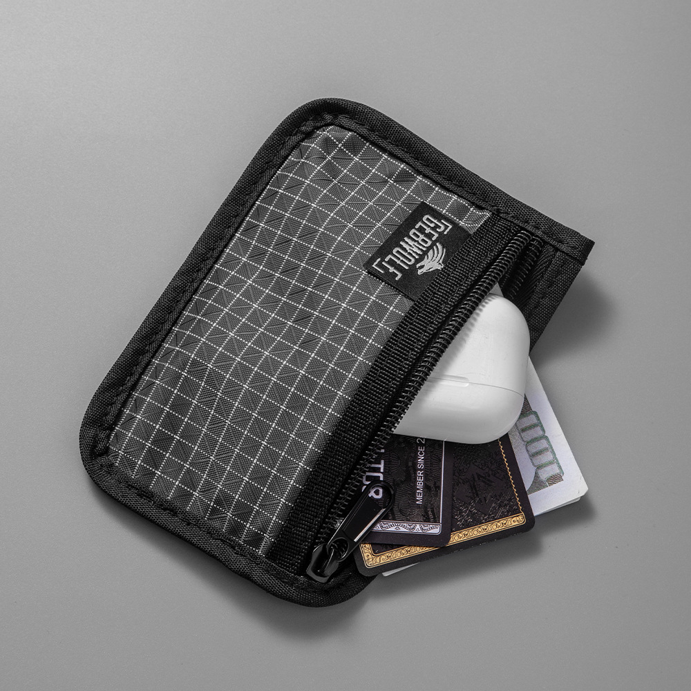 Embroidery Wallet - กระเป๋าใส่ของอเนกประสงค์แบบ Ultralight พร้อมซิป กระเป๋าใส่เหรียญผ้าตาข่ายทนทาน สำหรับใส่บัตร หูฟัง
