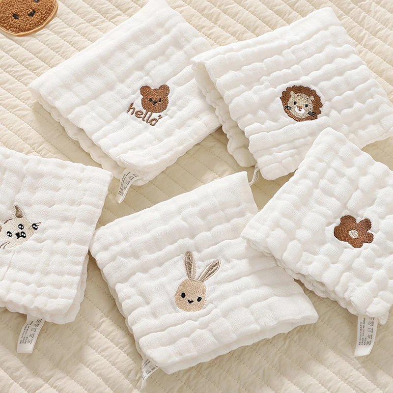 Embroidery Towel - 2/3/5pcs ผ้าเช็ดตัวเด็กเด็กวัยหัดเดิน Soft Washcloth Burp ผ้า
