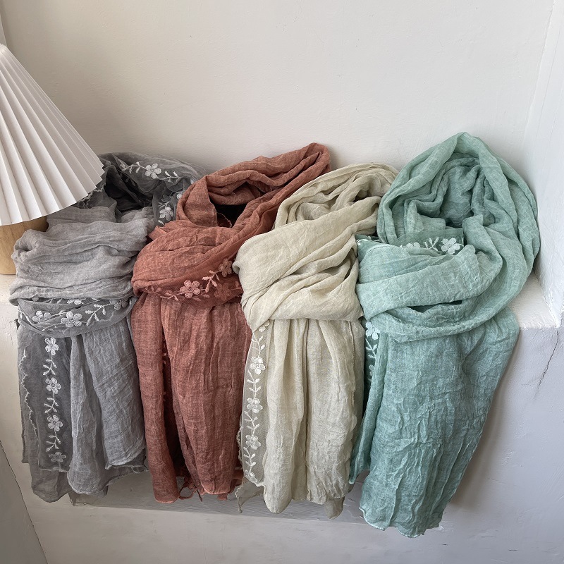 ผ้าพันคอผ้าฝ้ายผสมลินินแต่งลูก - Embroidery Towel บทวิจารณ์และราคา
