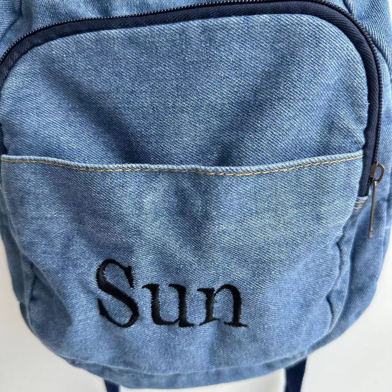 กระเป๋าเป้ผ้าเดนิมเด็กผู้หญิงก - Embroidery Simple บทวิจารณ์และราคา