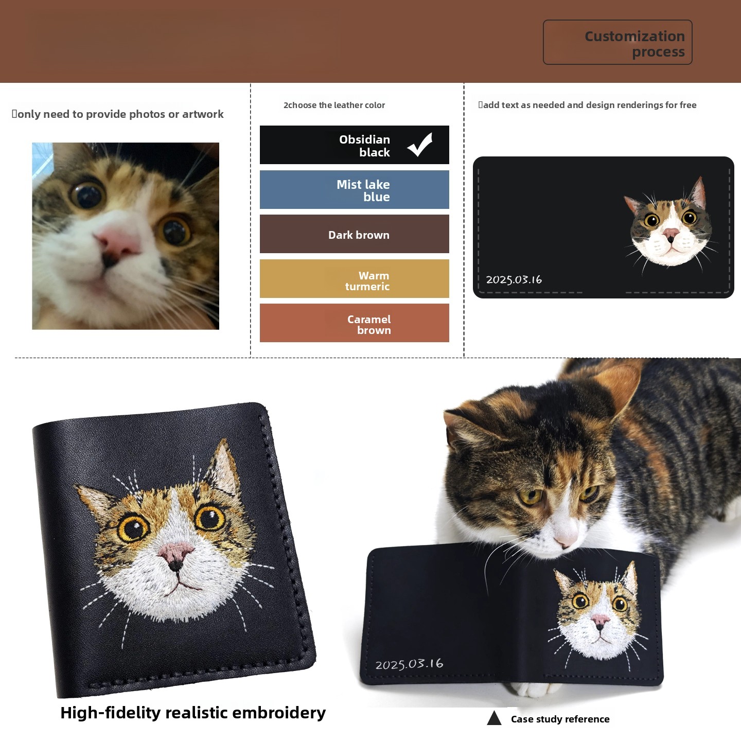 กระเป๋าสตางค์หนังแท้แบบกำหนดเอ - Embroidery Wallet บทวิจารณ์และราคา