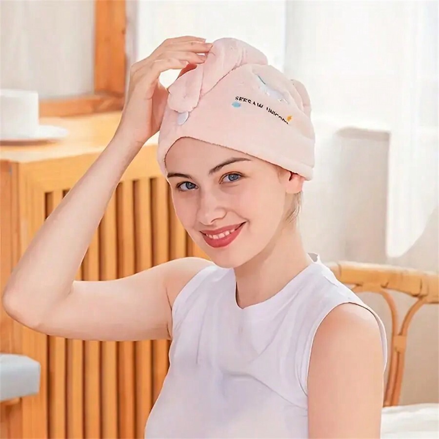 ผ้าขนหนูโพกผมแห้งเร็ว ผ้าคอรัล - Embroidery Towel บทวิจารณ์และราคา