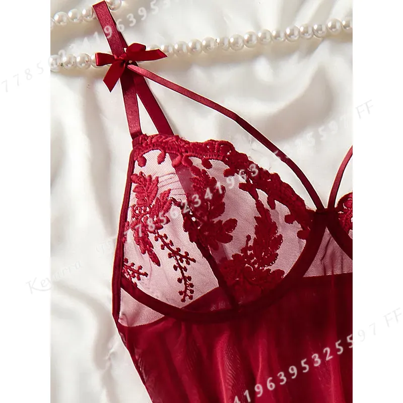 ชุดนอนสีแดงไวน์สำหรับผู้หญิง ส - Embroidery Style บทวิจารณ์และราคา
