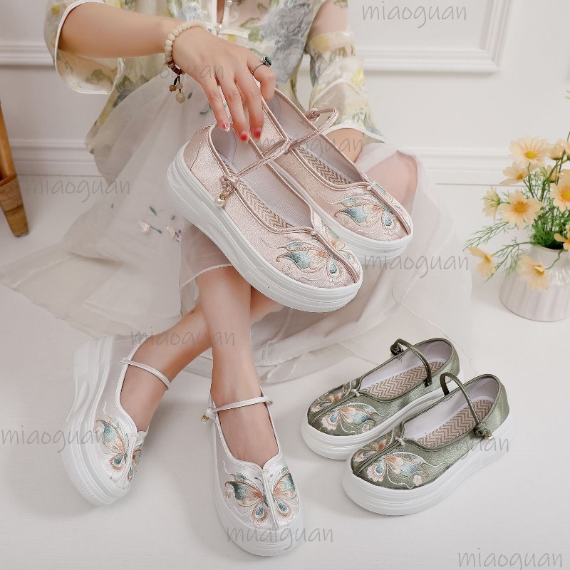 รองเท้าส้นหนาสไตล์จีนสำหรับผู้ - Embroidery Style บทวิจารณ์และราคา