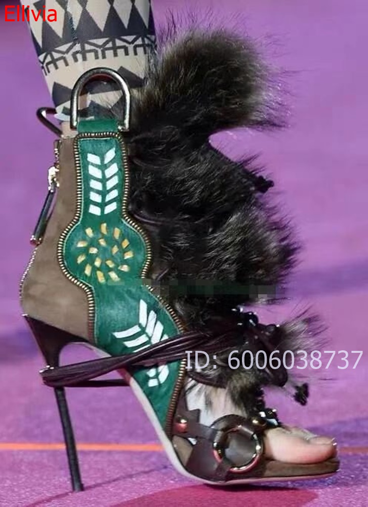 รองเท้าบูทส้นสูงแบบเปิดนิ้วเท้ - Embroidery Style บทวิจารณ์และราคา