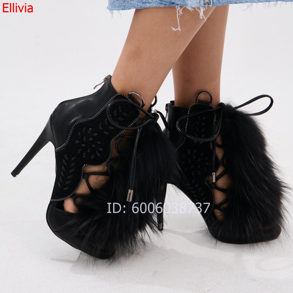รองเท้าบูทส้นสูงแบบเปิดนิ้วเท้ - Embroidery Style บทวิจารณ์และราคา