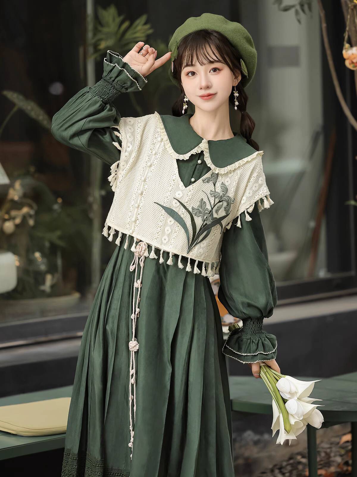 ชุดเดรสสไตล์จีนวินเทจสีเขียวแบ - Embroidery Style บทวิจารณ์และราคา