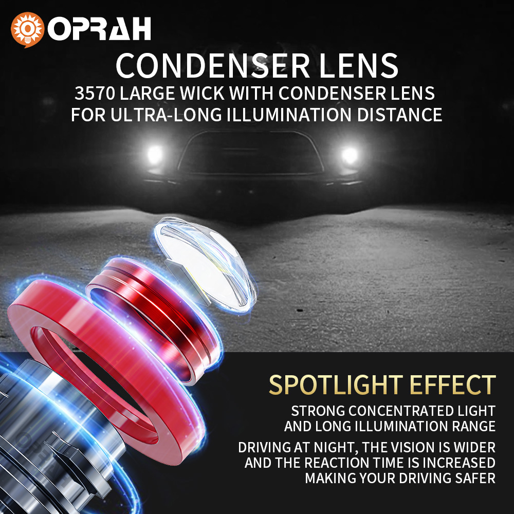 Oprah 2ชิ้นเลนส์เลเซอร์ LED H7 - Embroidery Effect บทวิจารณ์และราคา