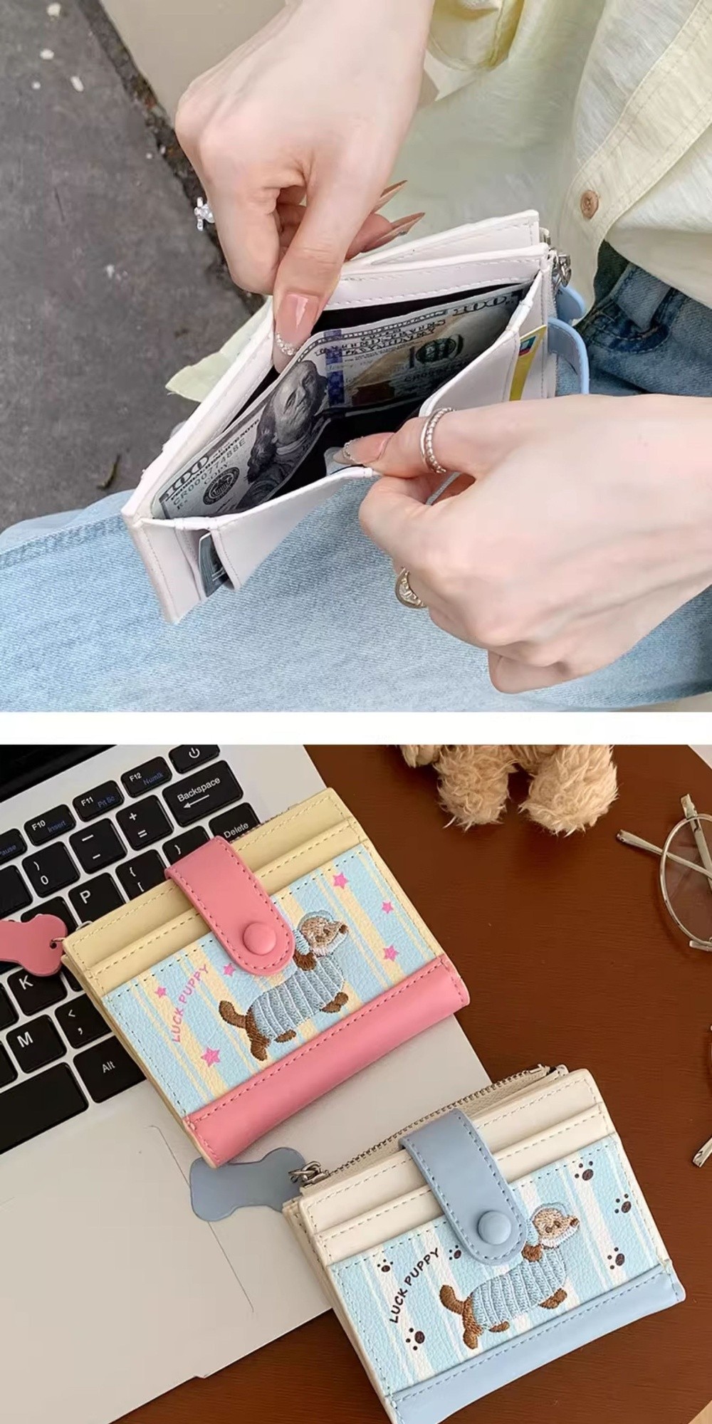 กระเป๋าสตางค์แบบสั้นปักลายสุนั - Embroidery Wallet บทวิจารณ์และราคา