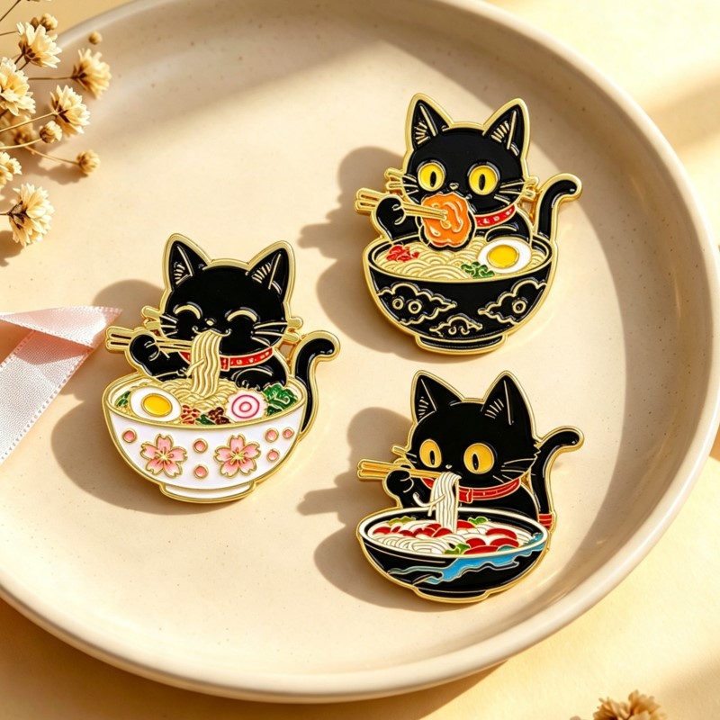 เข็มกลัดโลหะรูปแมวดำน่ารักกำลั - Embroidery Simple บทวิจารณ์และราคา