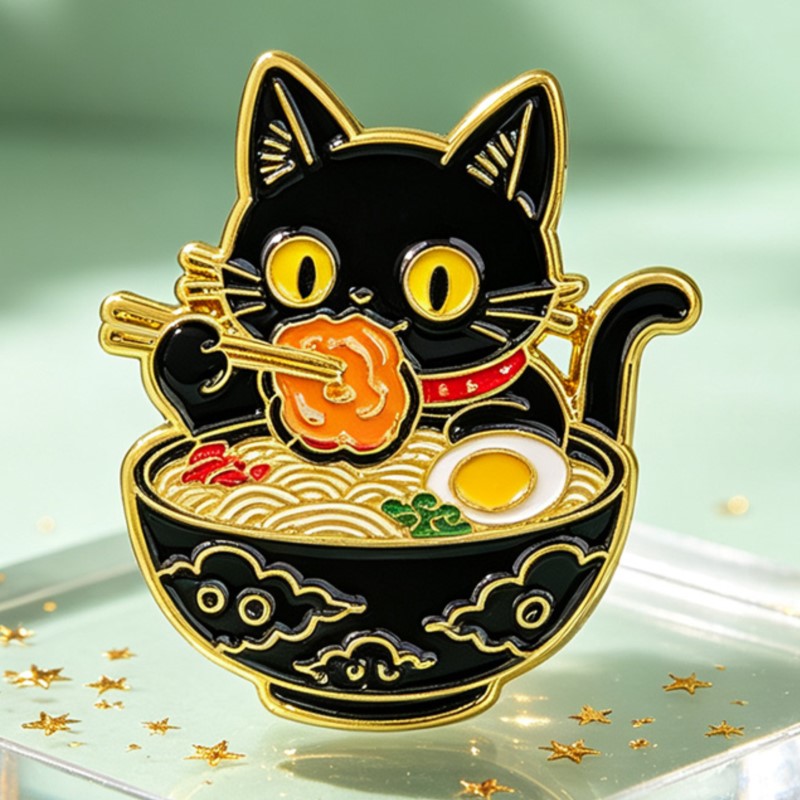 เข็มกลัดโลหะรูปแมวดำน่ารักกำลั - Embroidery Simple บทวิจารณ์และราคา