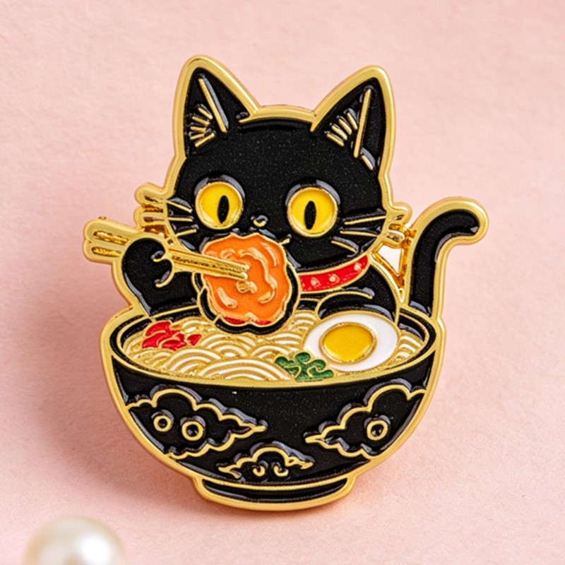 เข็มกลัดโลหะรูปแมวดำน่ารักกำลั - Embroidery Simple บทวิจารณ์และราคา