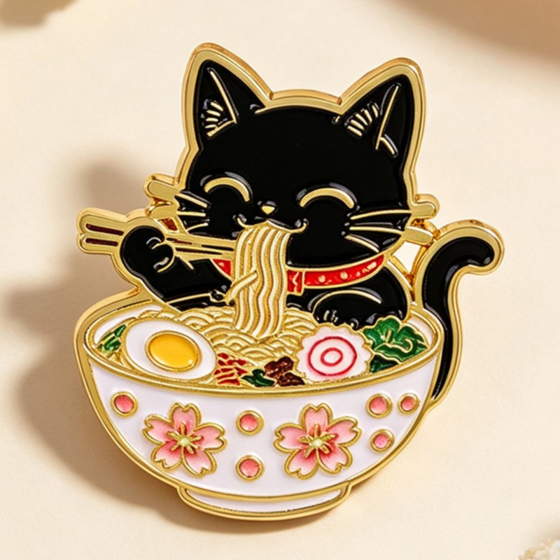 เข็มกลัดโลหะรูปแมวดำน่ารักกำลั - Embroidery Simple บทวิจารณ์และราคา