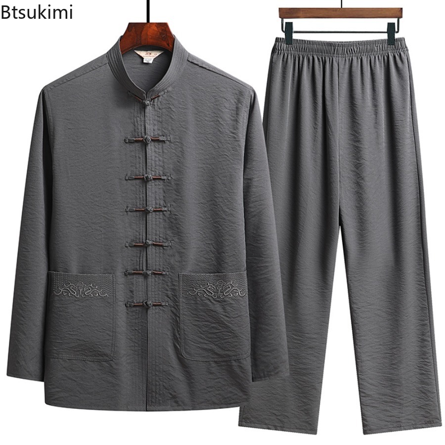 ชุดสไตล์จีนสำหรับผู้ชาย ฤดูใบไ - Embroidery Style บทวิจารณ์และราคา
