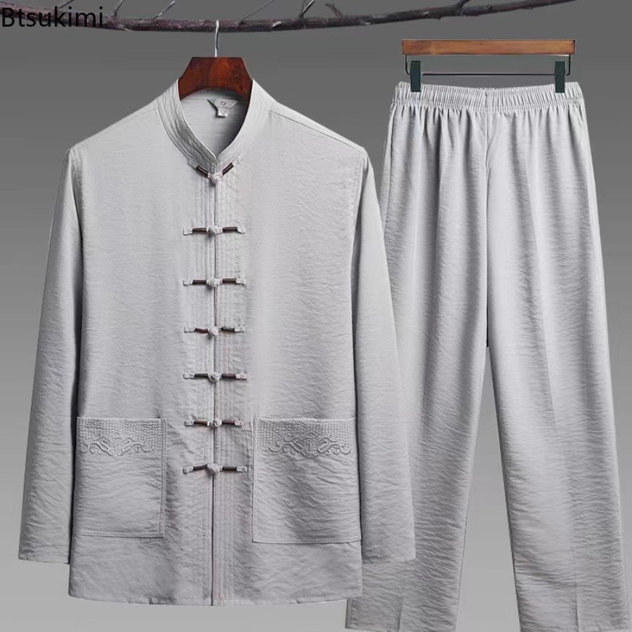 ชุดสไตล์จีนสำหรับผู้ชาย ฤดูใบไ - Embroidery Style บทวิจารณ์และราคา